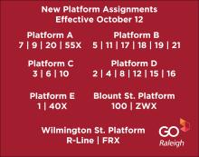 GoRaleigh Station Platform Assignments