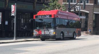 R-Line Bus at Stop