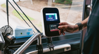 Umo mobile reader on a bus